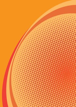 Shades of orange halftone background with dots and copyspace