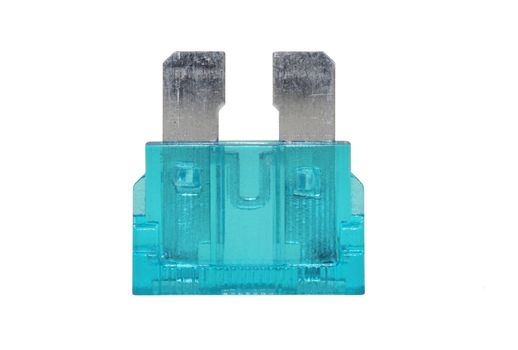 Electrical automotive blue car fuse or breaker isolated on a white background