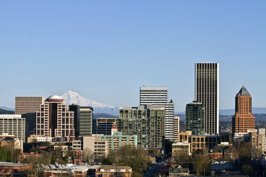 Portland Oregon Downtown Skyline from Vista Bridge