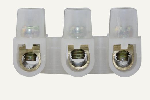 Electrical cable connectors terminal block for the joining of electrical cables UK Isolated on white background