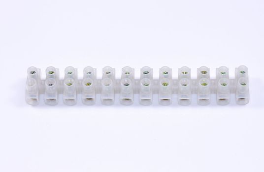Electrical cable connectors terminal block for the joining of electrical cables UK Isolated on white background