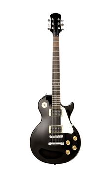 Black electric guitar isolated on white background - shot in studio