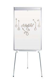 Whiteboard with football play isolated on white