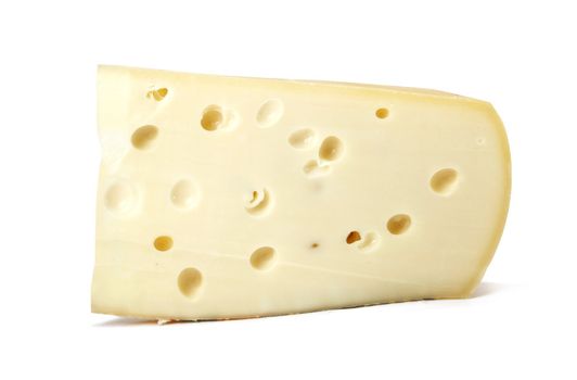Piece of cheese isolated on white background - Large XXL file shot in studio with a 21 megapixel camera