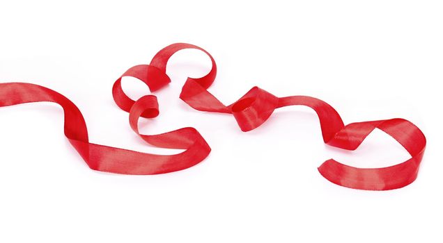 Red ribbon isolated on white background