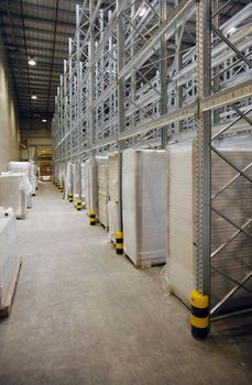 Modern warehouse with packages ready for shipping