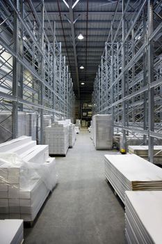 Modern warehouse with packages ready for shipping