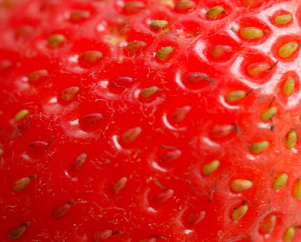 macro of strawberry with leaves