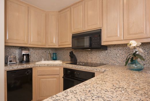 Modern Kitchen Interior with Marble Countertop.