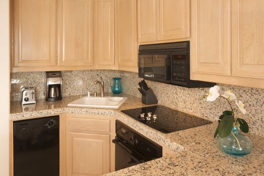 Modern Kitchen Interior with Marble Countertop.