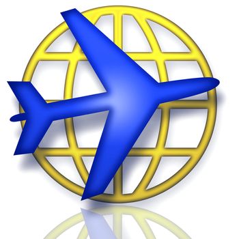 Global Aircraft Symbol over White Background