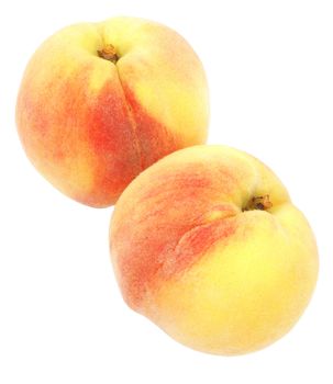 Nice fresh peaches isolated over white with clipping path                 