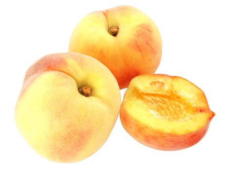 Nice fresh peach isolated over white with clipping path          