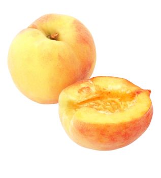 Nice fresh peach isolated over white with clipping path            