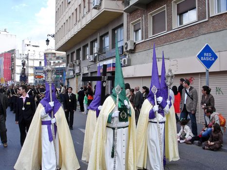MALAGA, SPAIN - APRIL 5 : Semana Santa (Holy Week) Procession in the streets on April 4, 2008 in Malaga