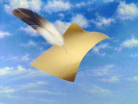 Here you can see a nice flying paper with feather