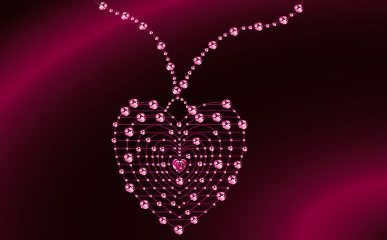 Jewelery heart on the pink background