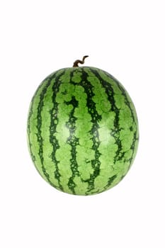 ripe green striped watermelon, isolated