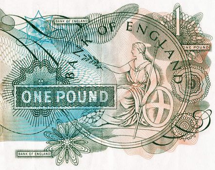 Old Bank of England one pound note depicting the goddess Britannia
