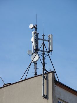 Mobile phone antennas on high building roof