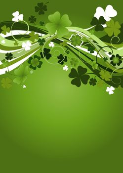 design for St. Patrick's Day with four and three leaf clovers 