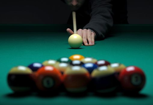 Balls on a pool (billard) table during play