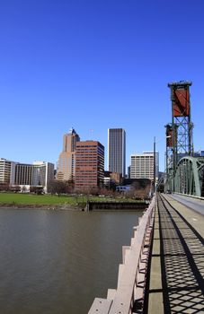 Crossing the Hawthorne Bridge to Portland Oregon Downtown