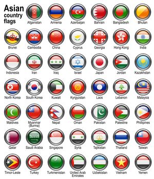 shiny web buttons with asian country flags