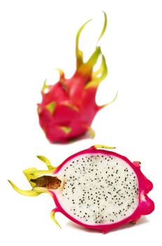 Exotic Thai Fruit. Dragon fruit - Geow Mangon. Isolated on white.