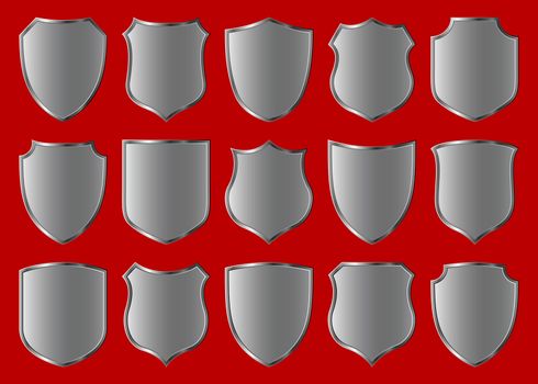 silver shield design set with various shapes