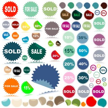 sale stickers with different tags