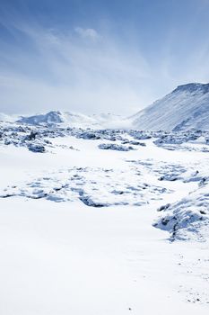 Wnter landscape from a skiing resort in Iceland