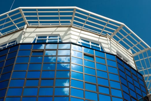 office centre,office building with reflected by sky,Hi-tech  architecture