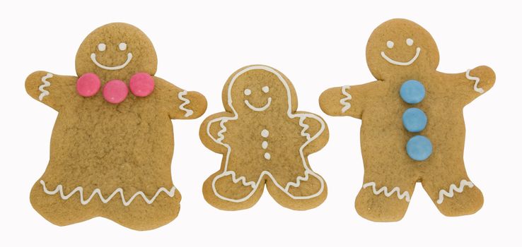 Gingerbread family isolated against a white background