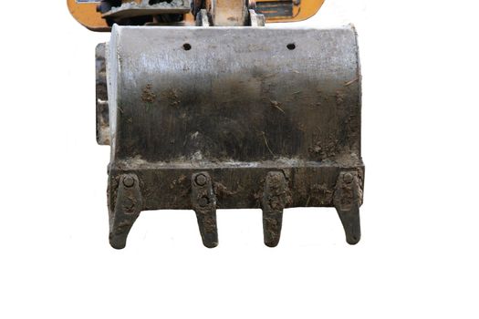 Construction site digger or excavator bucket isolated on a white background 