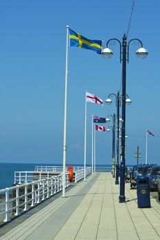 Aberystwyth seafront promenade, clear blue skies