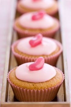 Pink cupcakes decorated with pink jellybeans