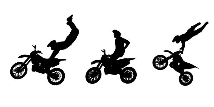 Silhouettes of Motorbike stunts