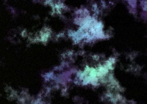 Space background image with green clouds drifting across the sk