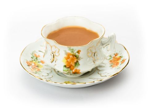 English tea served in an ornate china cup