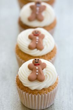 Mini cupcakes decorated with gingerbread men