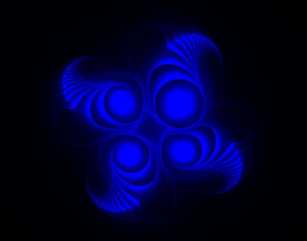 A blue fractal on a black background