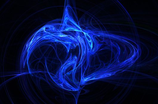 An blue energy  fractal on a black background