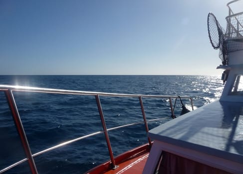 A view of the sea from a boat.