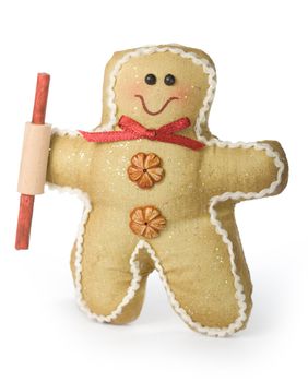 Cheerful gingerbread man with buttons and bow tie