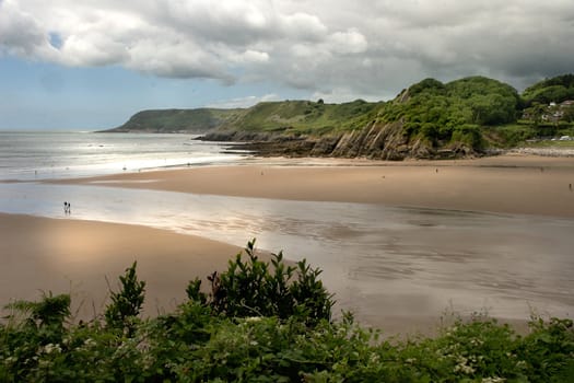 The coast of South Wales, UK, on the Gower Peninsula.