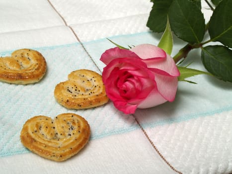 Beautiful rose and cookies like heart