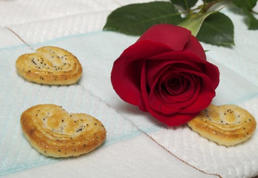 Beautiful rose and cookies like heart