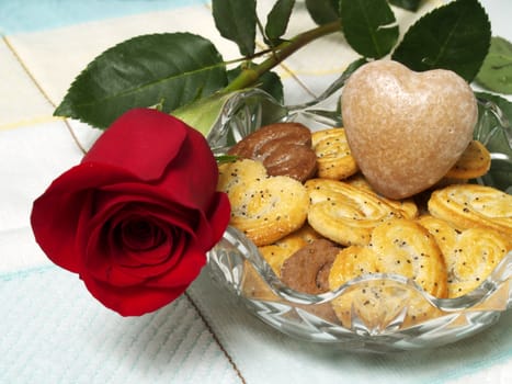 Beautiful rose and cookies like heart