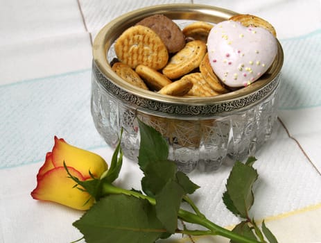 Beautiful rose and cookies like heart